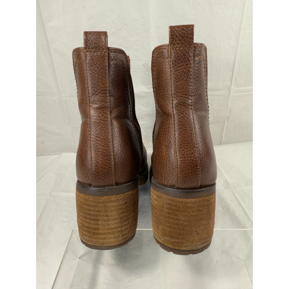 Mia Ribbed Chelsea Boot Weston Brown 7.5 M Block Heel - Picture 8 of 14